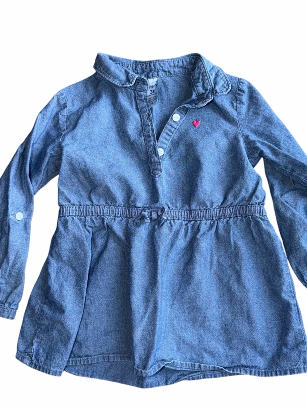 Carter’s Long Sleeve Denim Blue Shirt Dress Tunic Top Toddler Girl Size 3T